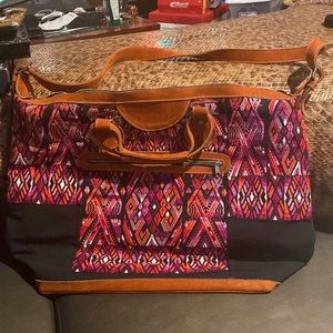 ARLOOM Canvas & Suede Oversized Tote Bag 24 X 18